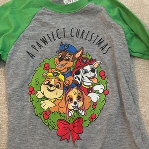 Paw Patrol Festive Green and Gray Long Sleeve Tee